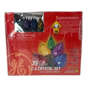 2 Pack Vintage GE C-6 Crystal 35 Multicolor Christmas Lights 2002 New Sealed